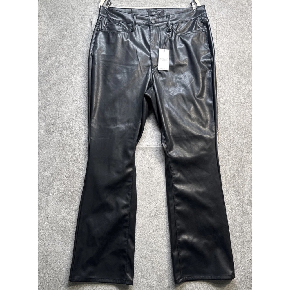Judy‎ Blue Vegan Leather Pants Black Bootcut Control Top Stretch Women's 16W